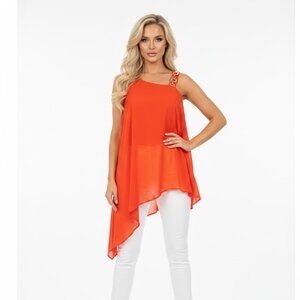 Cleo Coral Asymmetrical Blouse